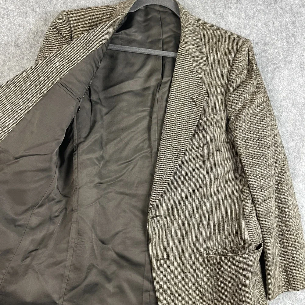 Vintage Emanuel Ungaro Blazer Sport Coat Mens 38R Gray Tan Silk Tweed Italy